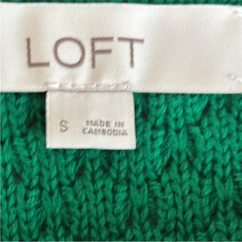 LOFT Green Textured Crew Neck Longsleeve Sweater small